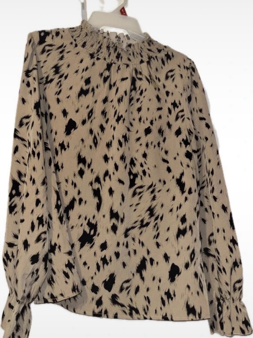 SHEIN Beige and Black Printed Long-Sleeve Top